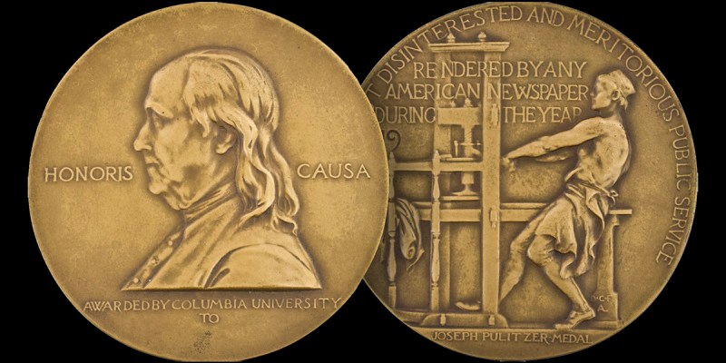 Pulitzer Prize medal both sides